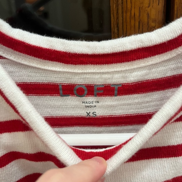 LOFT Red and White Striped Top - Picture 2 of 4